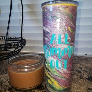 All mommed out 20 oz tumbler with lid